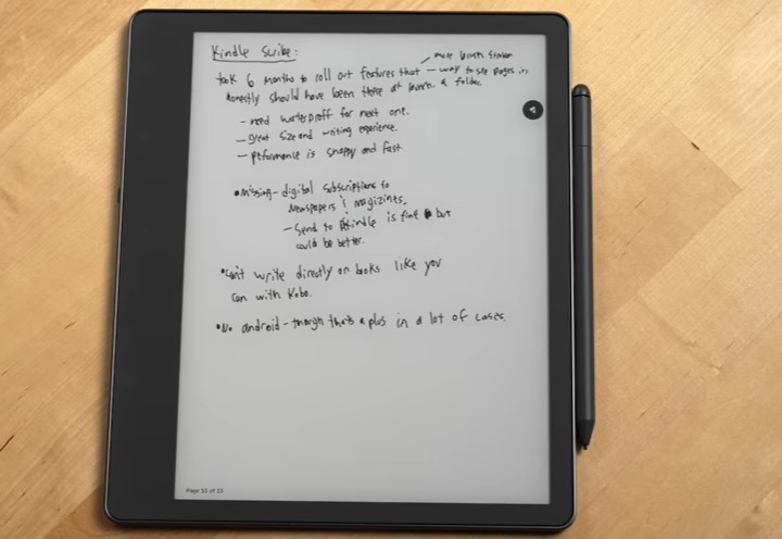 Kindle Scribe display